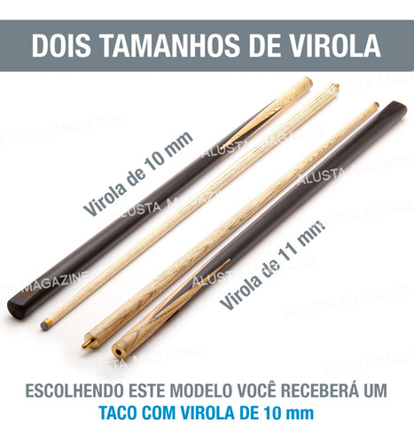 Taco Sinuca Bilhar Snooker Profissional Virola Metal+ Brind - R$ 109,99